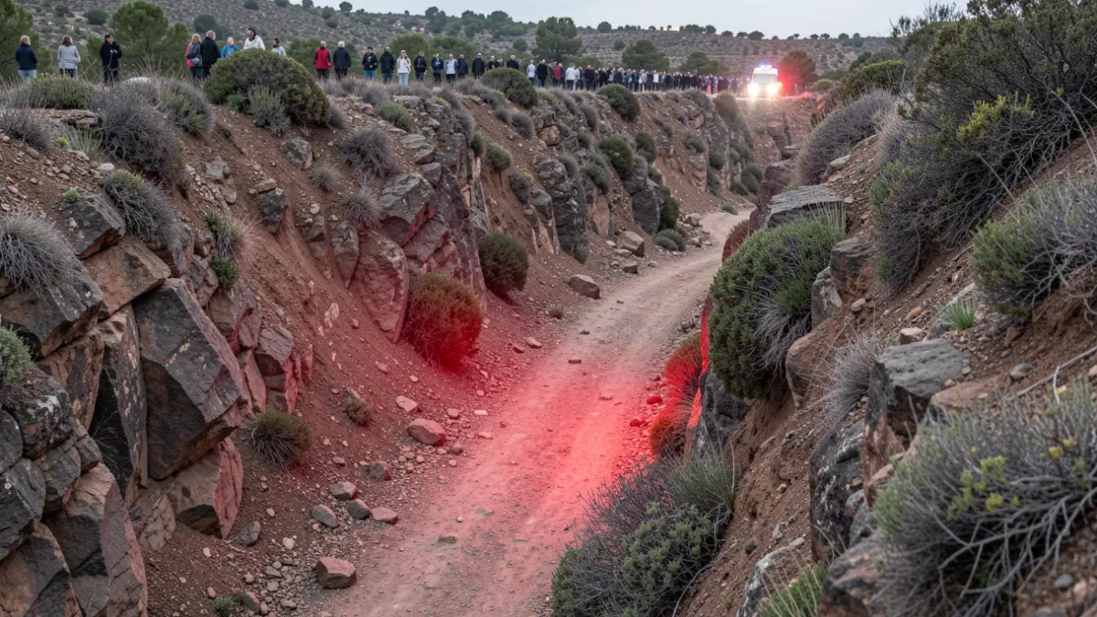 Imagen genérica de un barranco con luces de emergencia.
