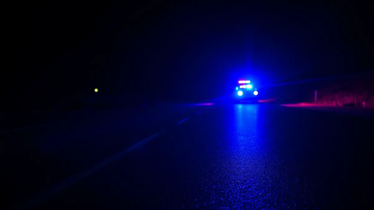 Imagen genérica de luces de emergencia en una carretera por la noche.