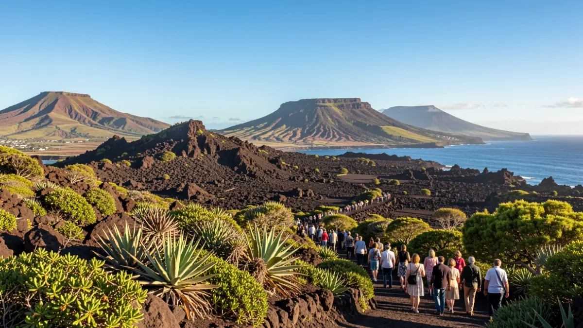 Imagen genérica del paisaje de Canarias con elementos volcánicos y vegetación.
