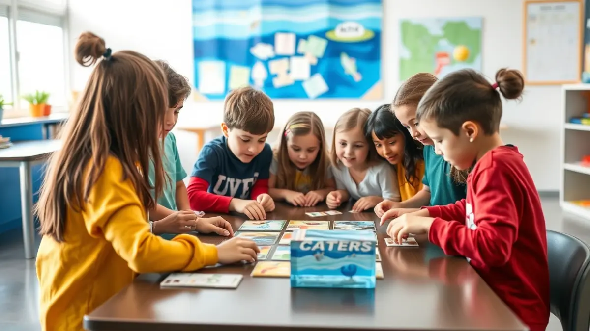 Children participating in an educational activity about water saving in a school in La Gomera.