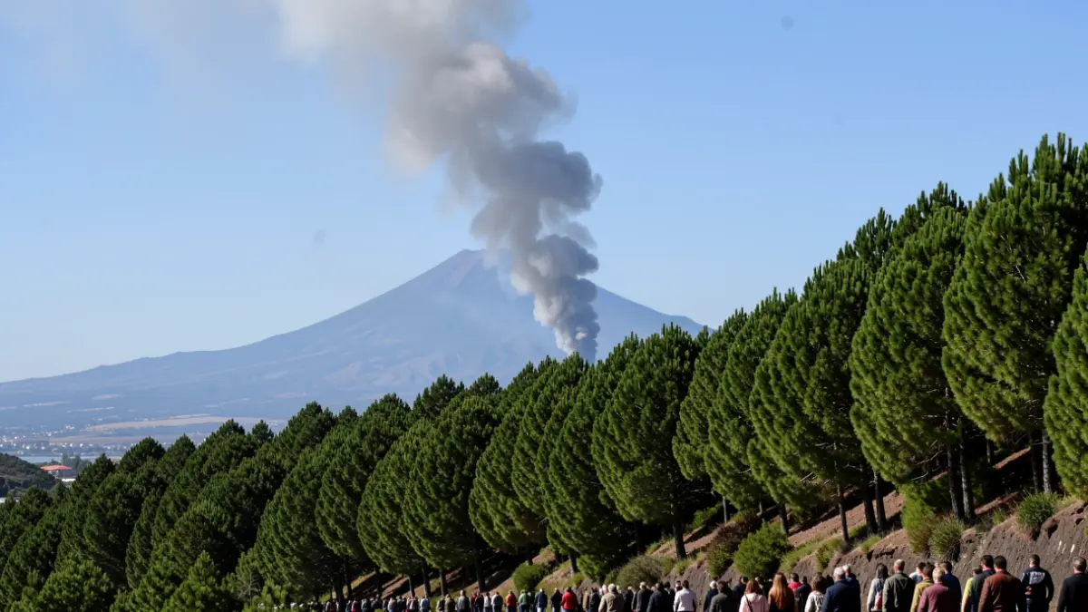 Imagen genérica de humo ascendiendo sobre una ladera de bosque en La Palma.