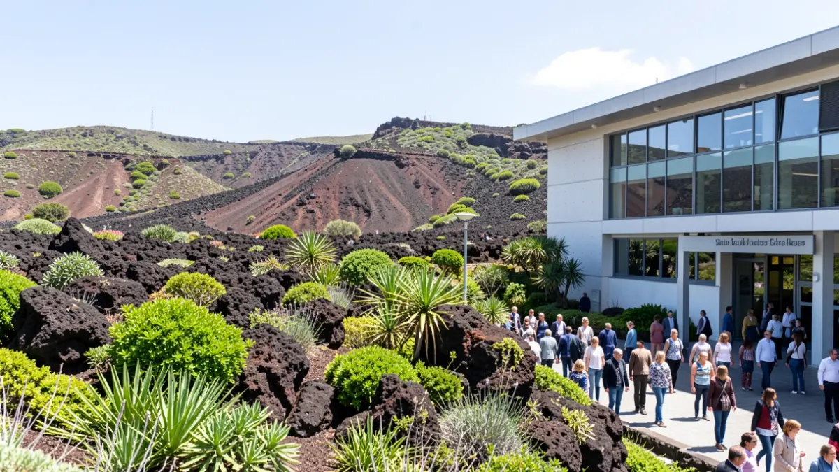 Imagen genérica de un edificio institucional en un paisaje canario.