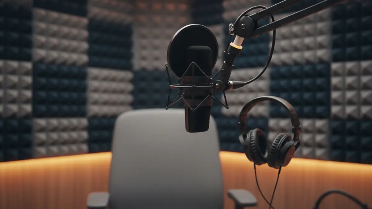 Generic image of a microphone in a radio studio, symbolizing local programming.