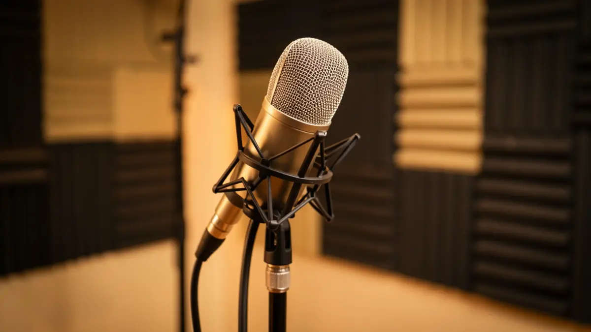 Imagen genérica de un micrófono de radio en un estudio.