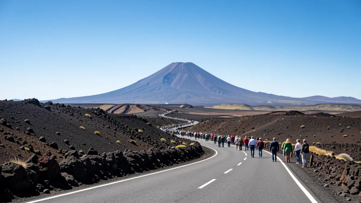 Imagen genérica de un paisaje volcánico de Canarias con una carretera.