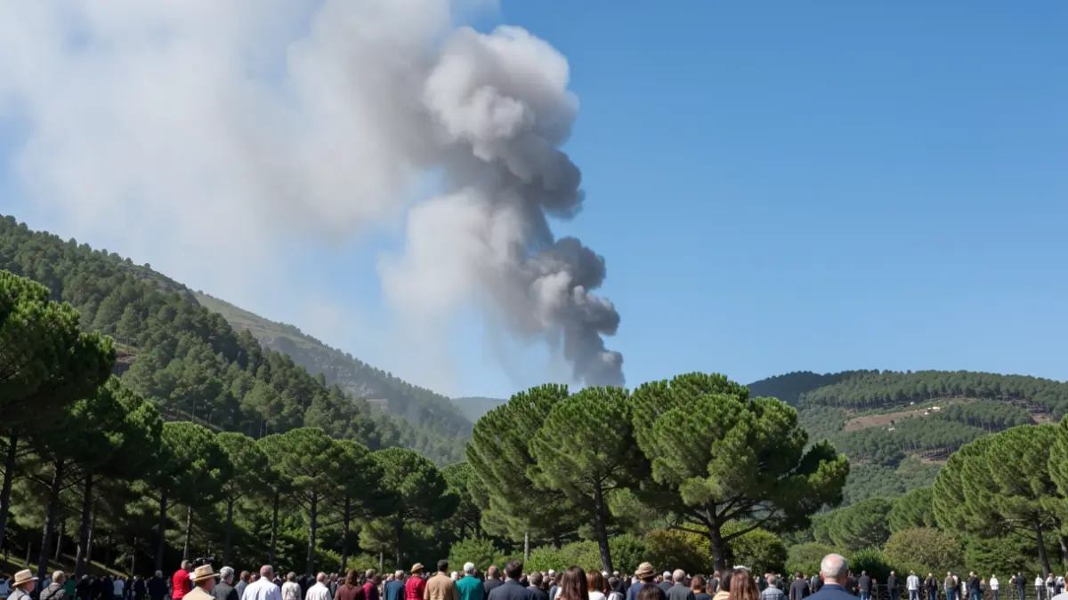 Generic image of smoke rising over a forest hillside in the Canary Islands.