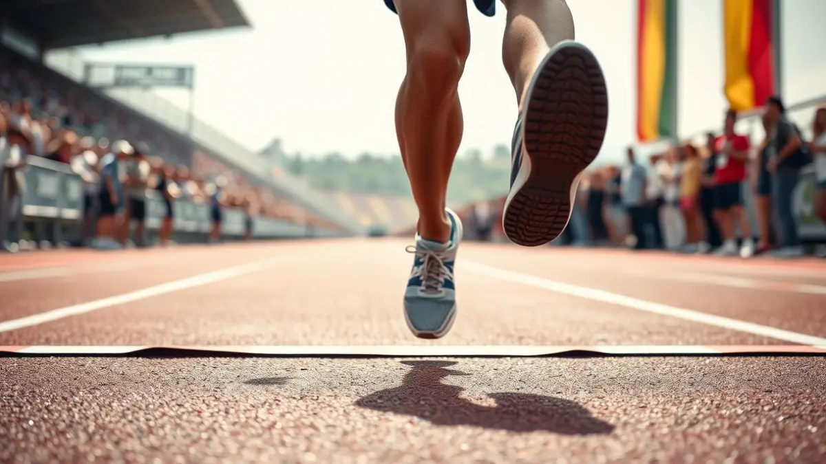 Generic image of a runner crossing the finish line in a race.