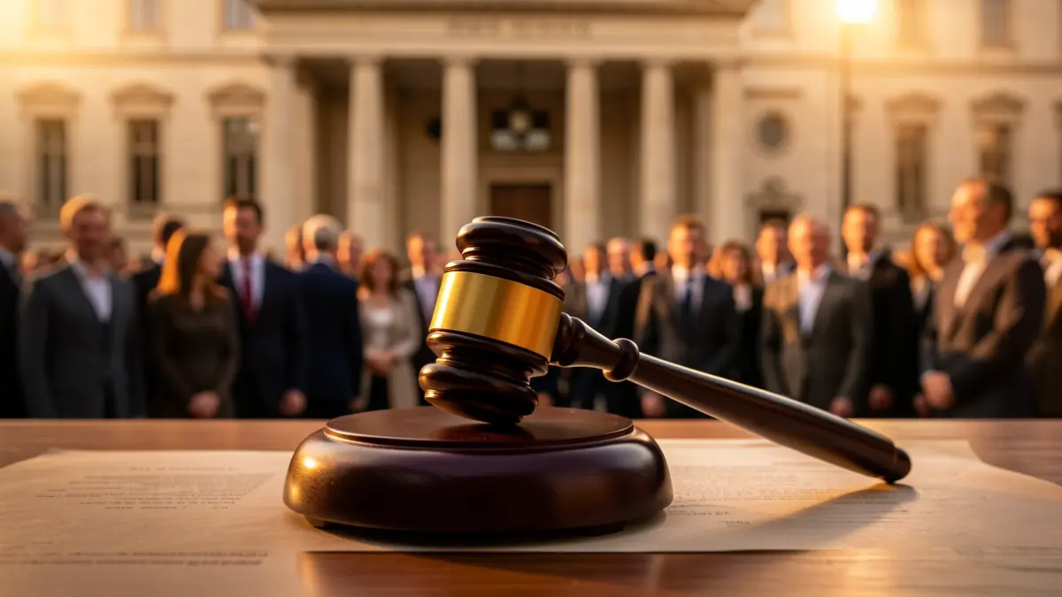 Generic image of a judge's gavel on a legal document in a courthouse.