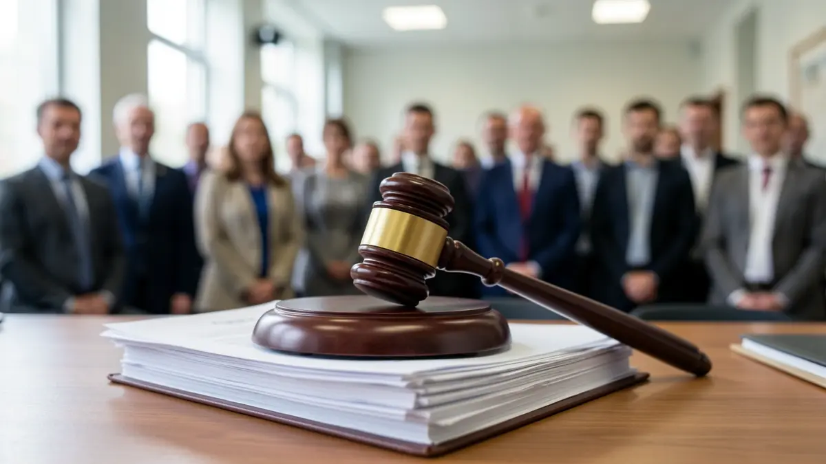 Generic image of a judge's gavel on official documents.