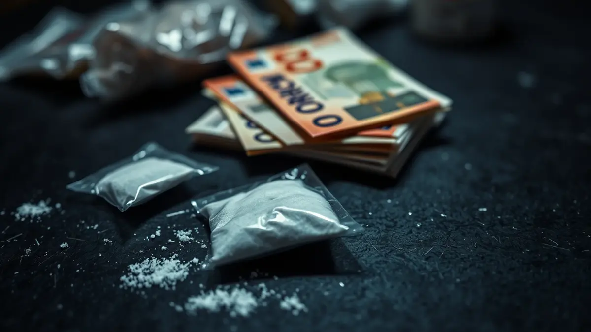 Generic image of seized drugs and cash.