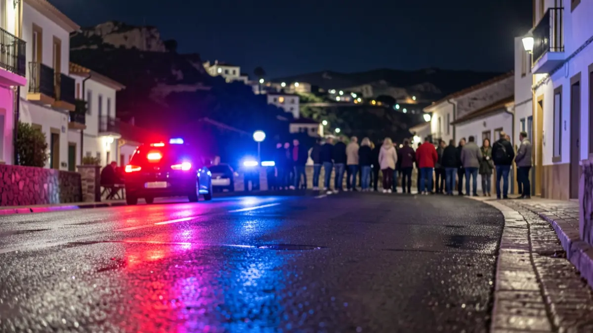 Generic image of police emergency lights reflecting on wet asphalt at night.