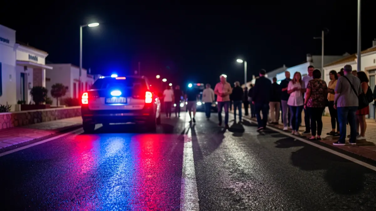 Generic image of police emergency lights reflecting on wet asphalt at night.
