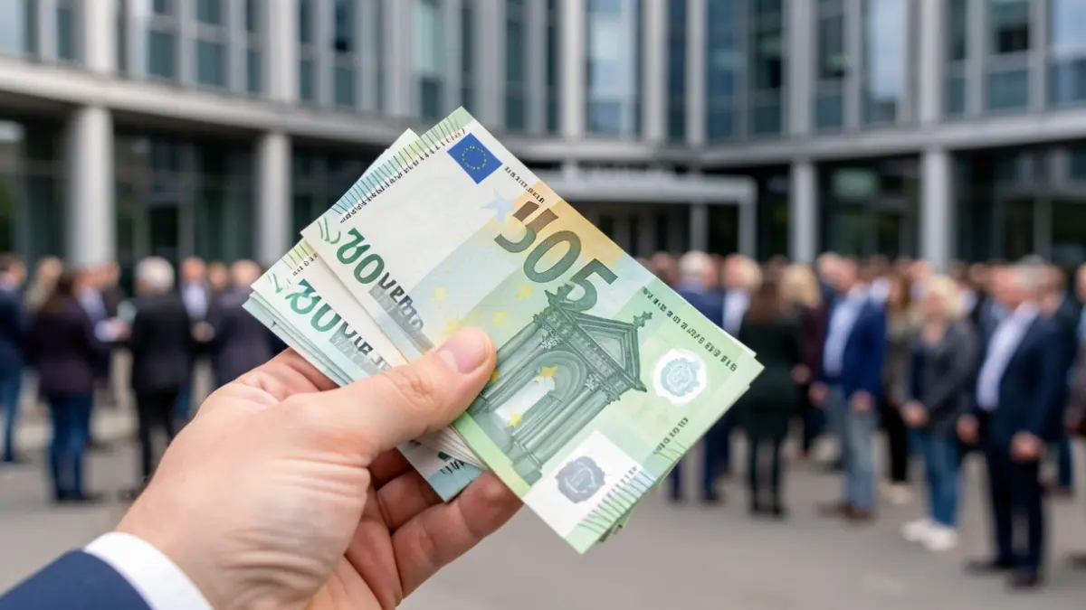 Imagen genérica de dinero y un edificio gubernamental.