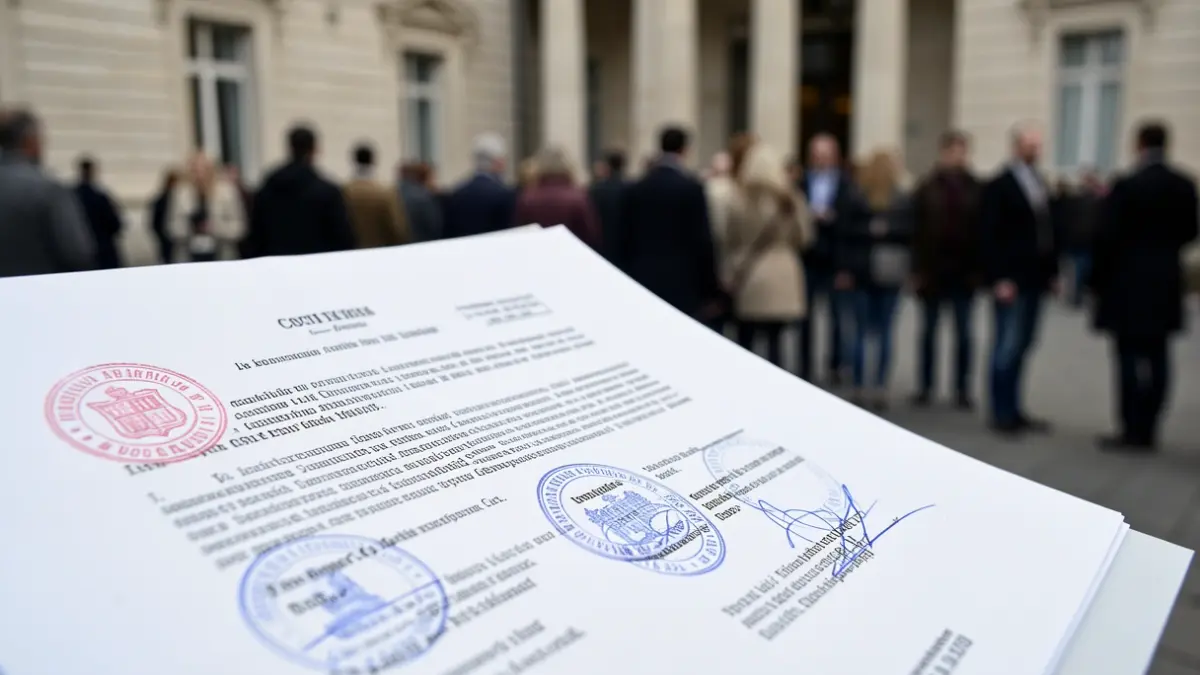 Generic image of a legal document and a government building.