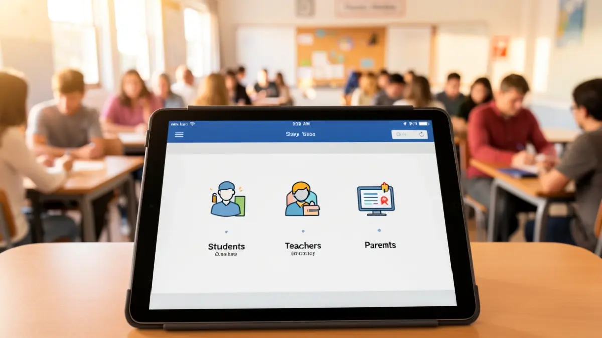 Imagen genérica de una tableta mostrando la plataforma Doramas en un aula.