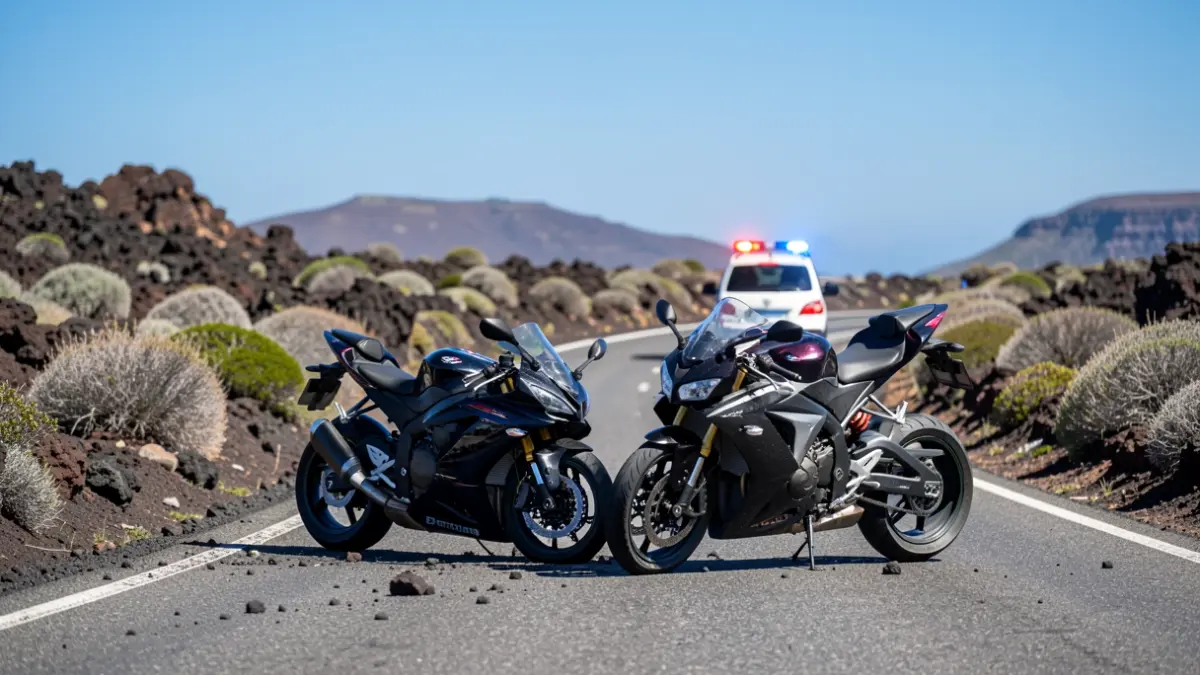 Imagen genérica de un accidente de moto en La Palma con luces de emergencia.