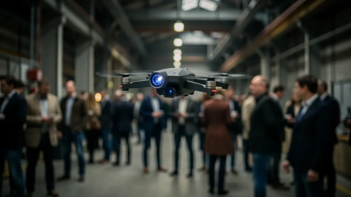 Generic image of a small robotic drone navigating a complex environment.