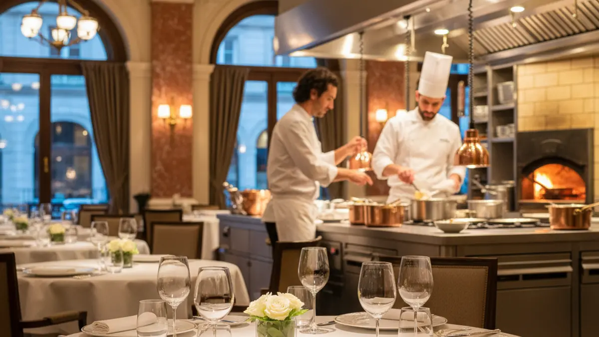 Imagen de un evento gastronómico de alto nivel en un hotel de lujo.