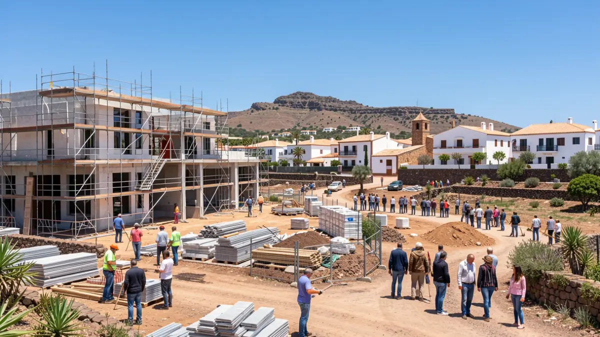 Construction site for public housing in Gáldar, Gran Canaria.