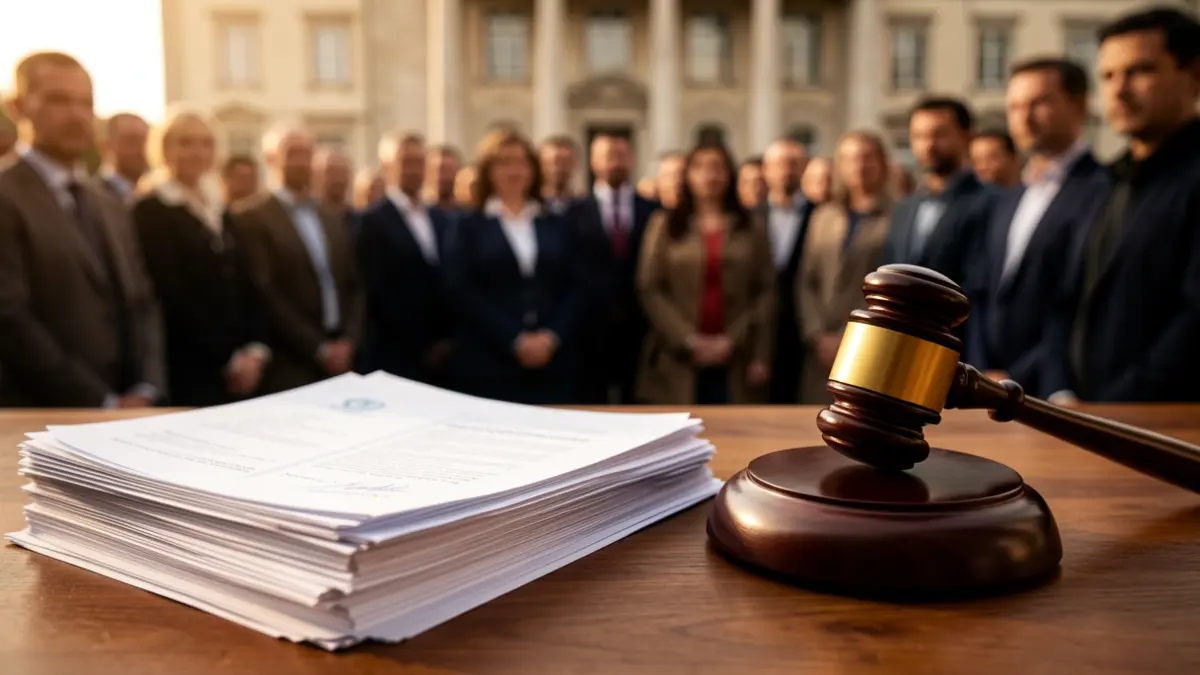 Generic image of official documents and a gavel on a desk.