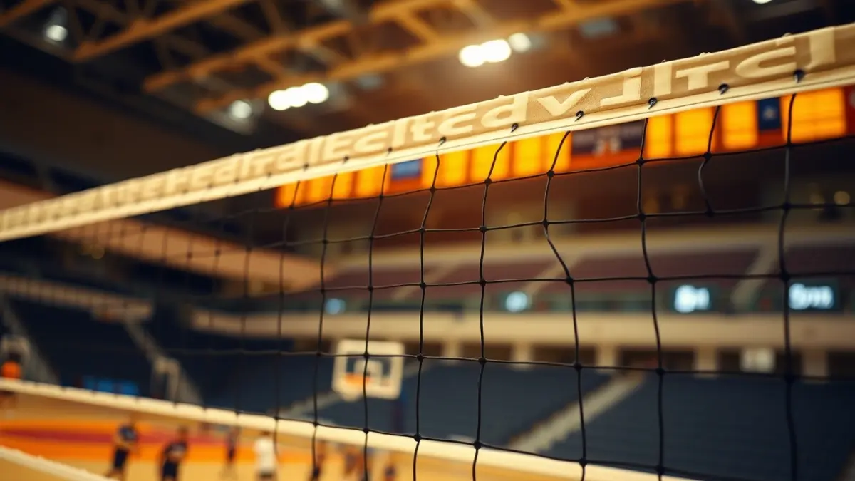 Imagen genérica de una red de voleibol en un pabellón deportivo.