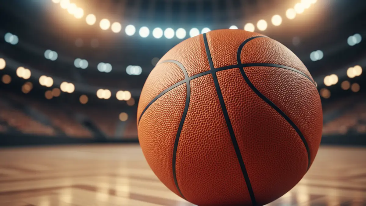 Generic image of a basketball on a court.