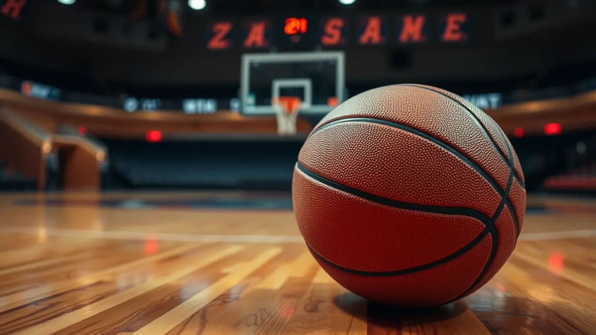 Imagen genérica de un balón de baloncesto en una cancha.