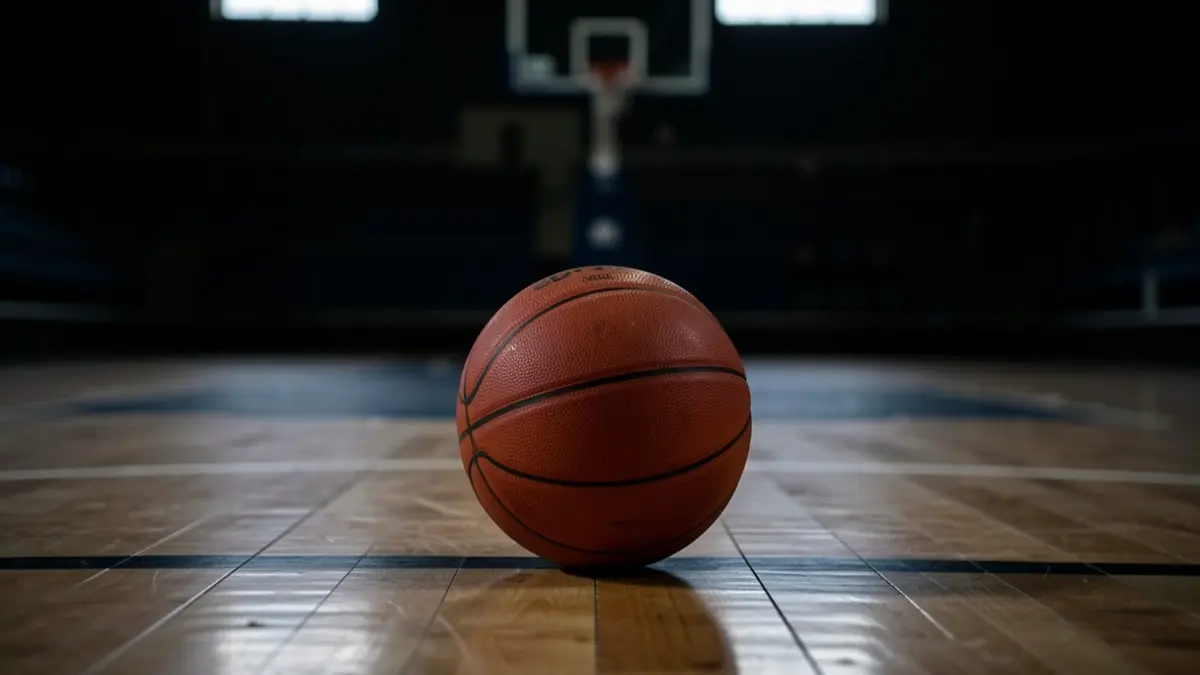 Imagen genérica de una cancha de baloncesto con un balón.