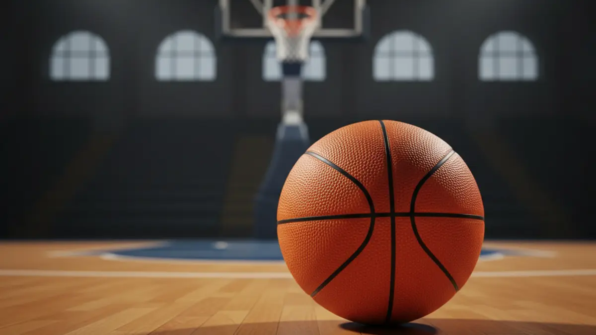 Generic image of a basketball on a court.