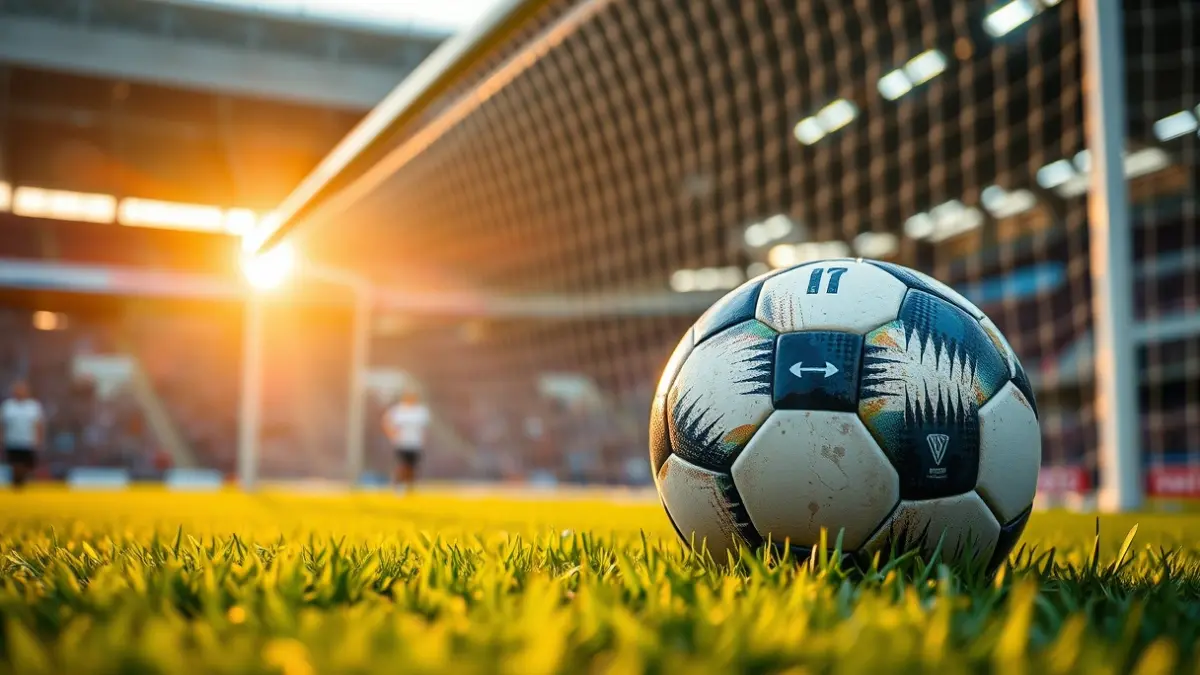 Generic image of a soccer ball on a stadium pitch.