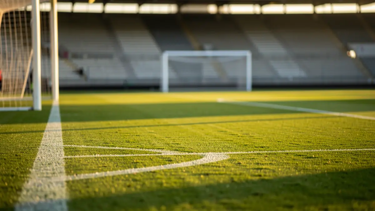 Generic image of a football pitch at sunset.