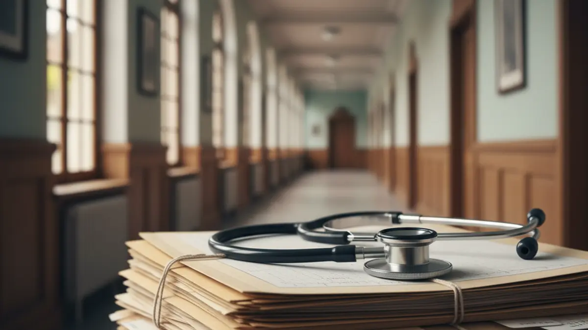 Imagen genérica de un estetoscopio sobre documentos médicos, simbolizando la profesión de enfermería y el sistema de salud.