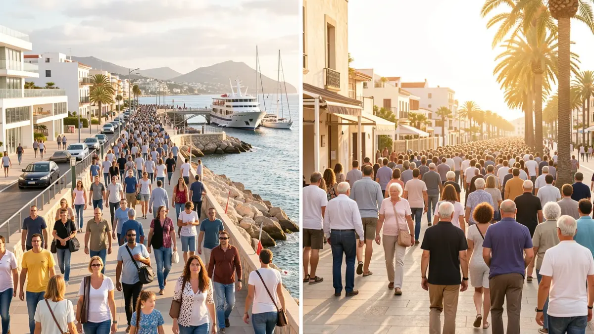 Symbolic image of demographic and economic challenges in the Canary Islands.