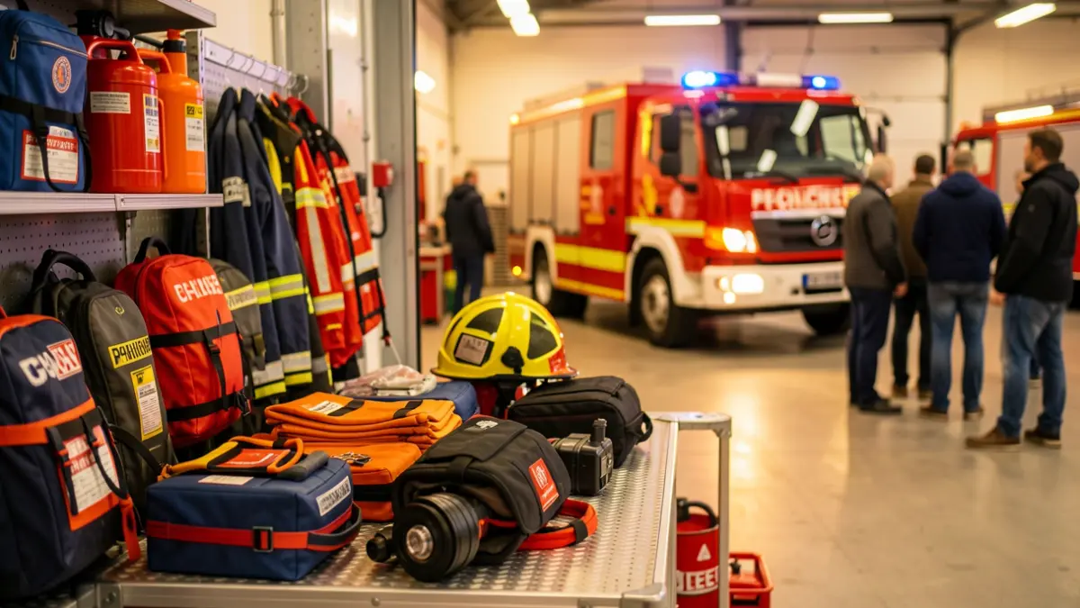 Imagen genérica de equipamiento de bomberos en una estación de emergencias.