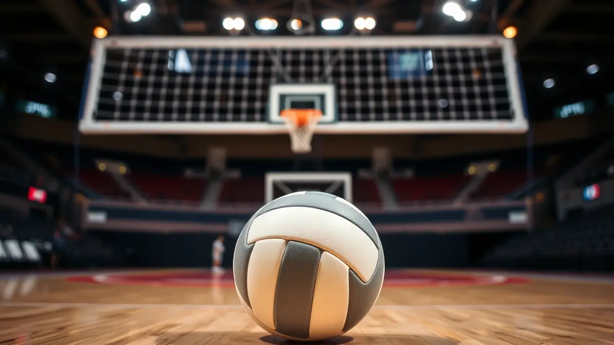 Imagen genérica de un balón de voleibol en una cancha.