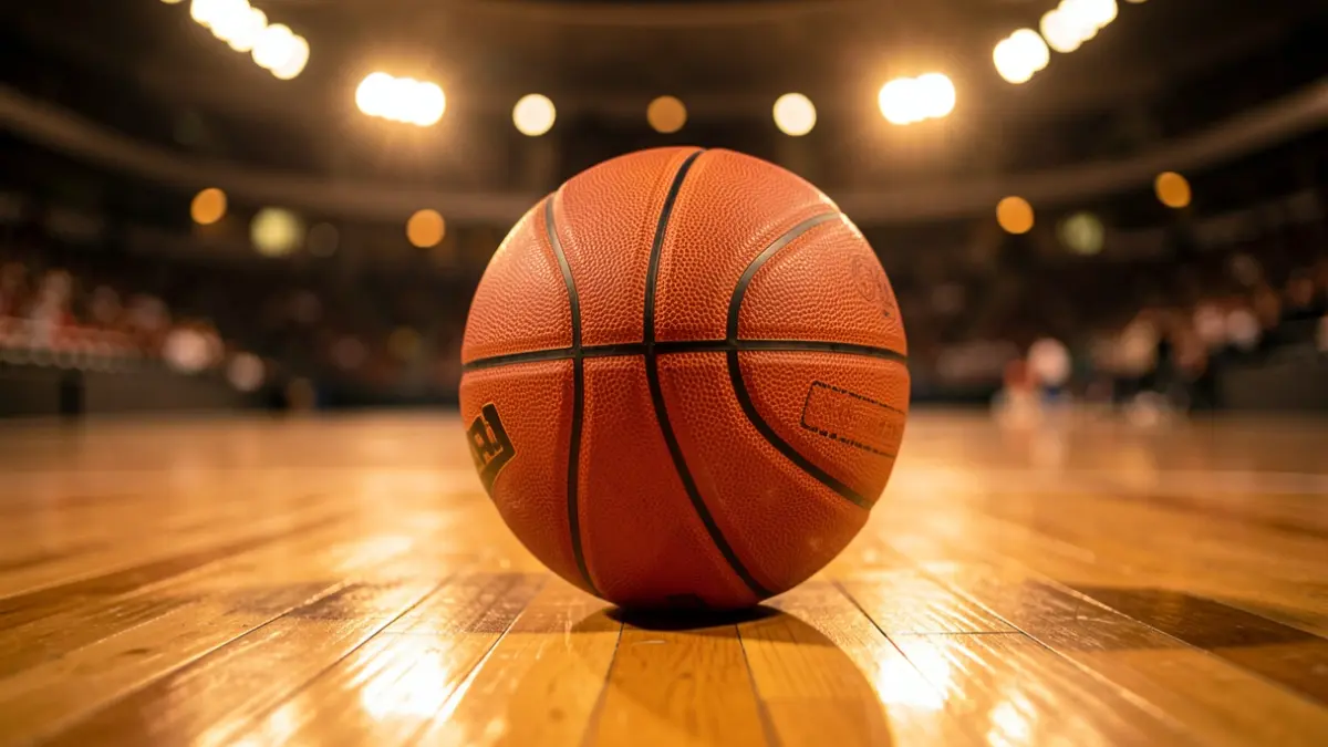Imagen genérica de un balón de baloncesto sobre una pista.