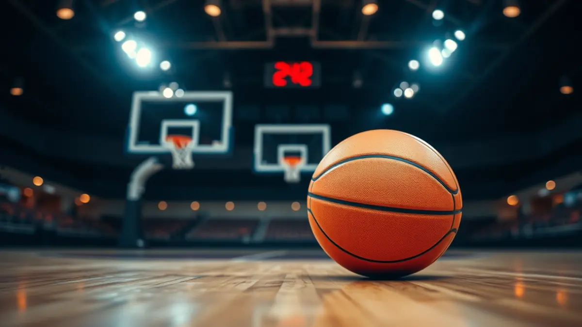 Imagen genérica de un balón de baloncesto en una cancha.