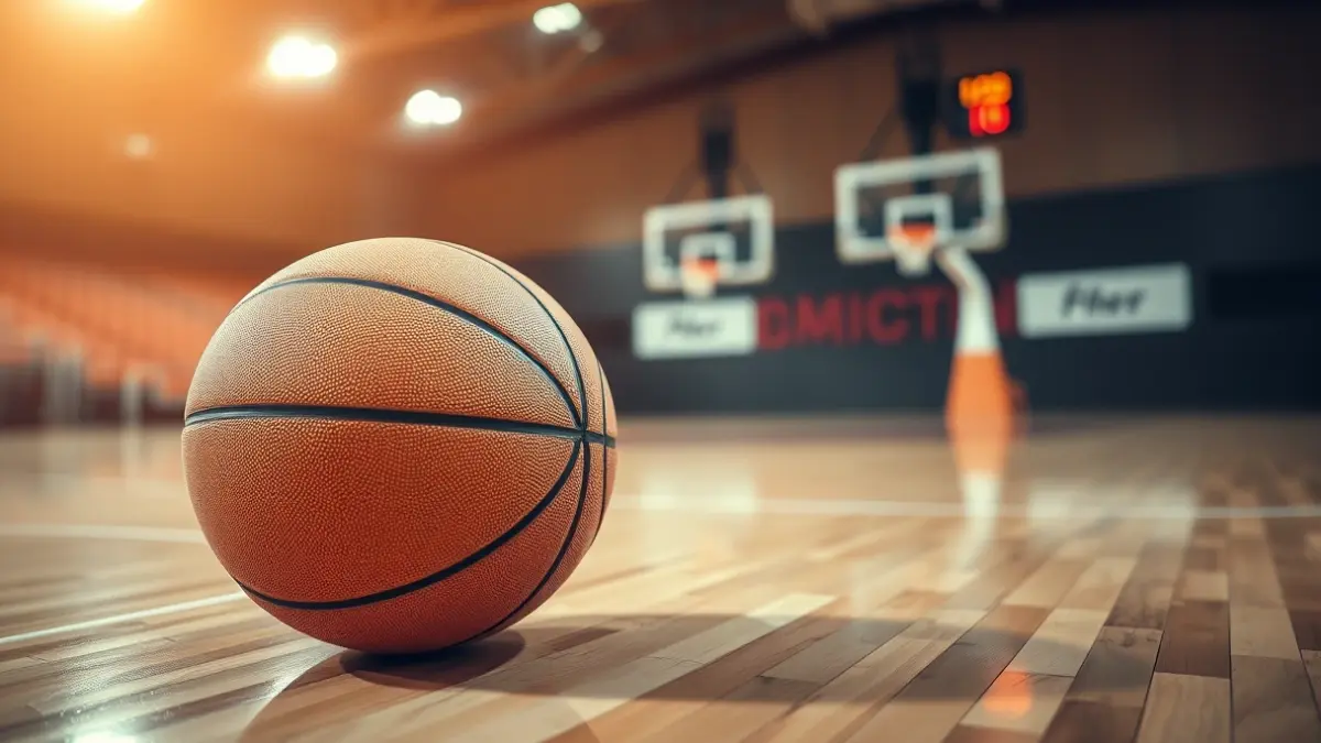Imagen genérica de un balón de baloncesto en una cancha.