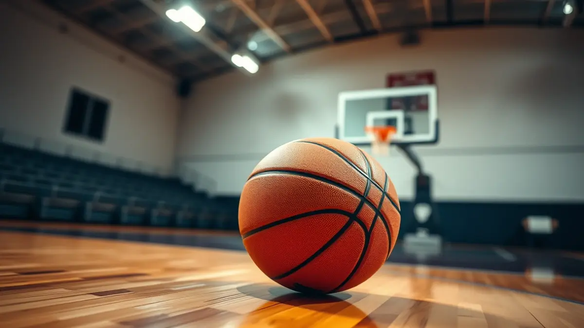 Generic image of a basketball on a court.