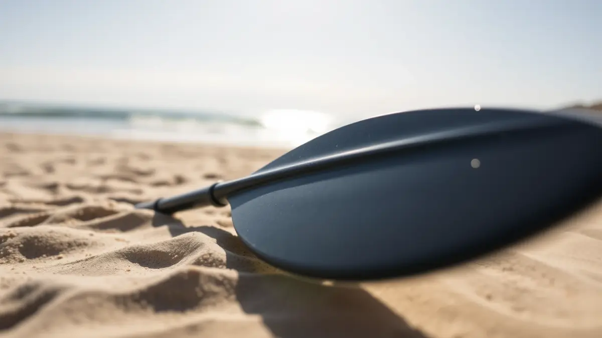 Generic image of a surfski paddle on a sandy beach.