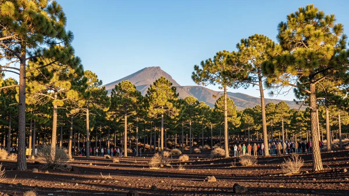 Imagen genérica de un bosque de pinos en zona forestal bajo un cielo despejado.