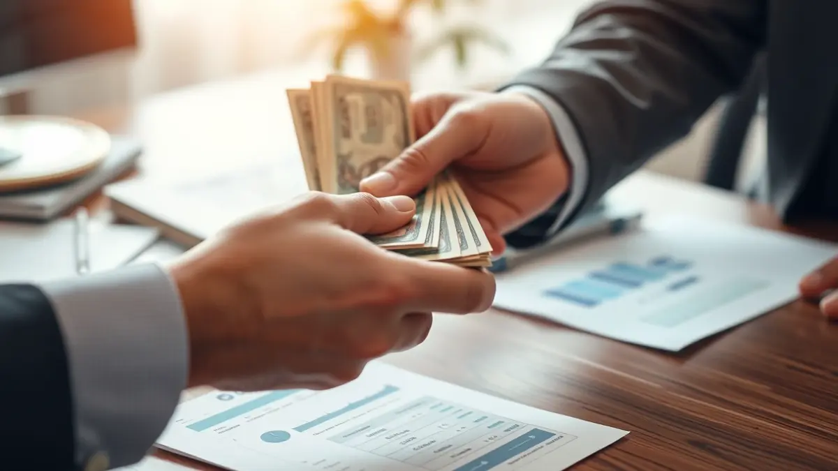 Imagen genérica de manos intercambiando dinero, simbolizando una transacción económica.