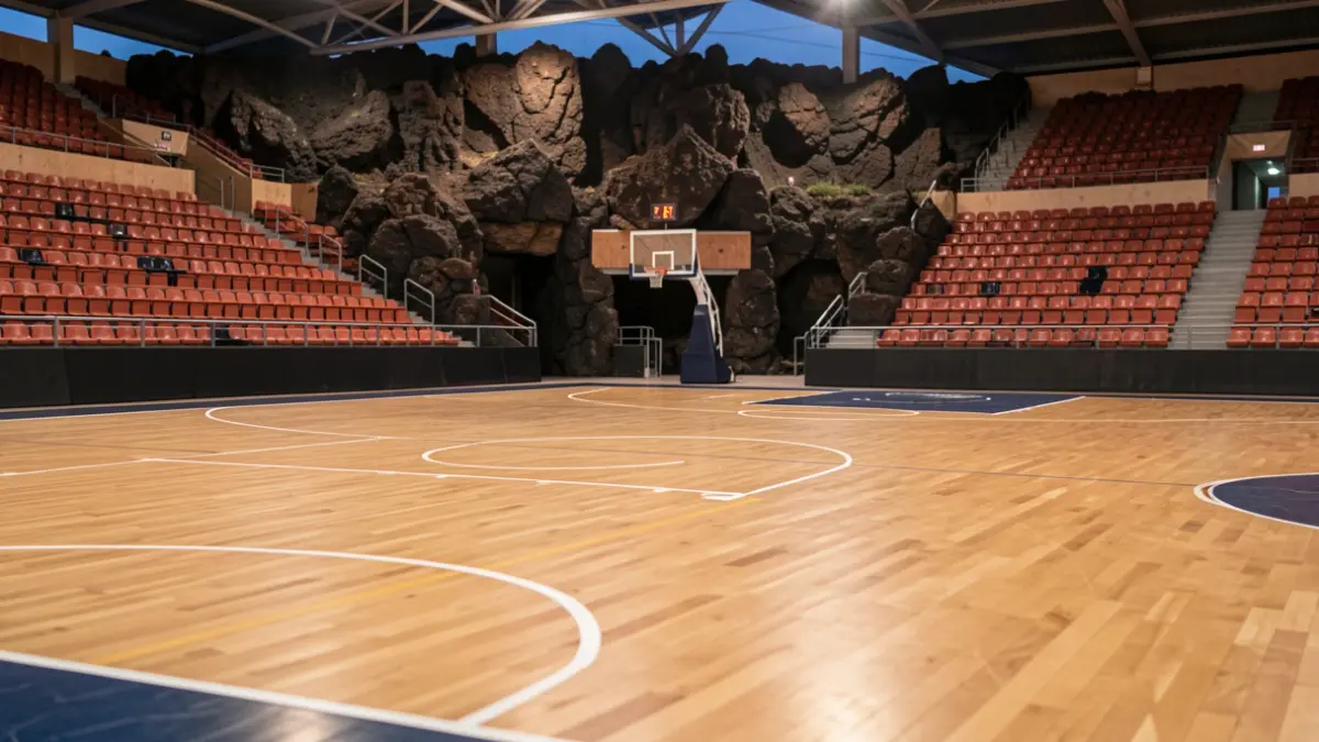Generic image of a basketball court in the Gran Canaria Arena.