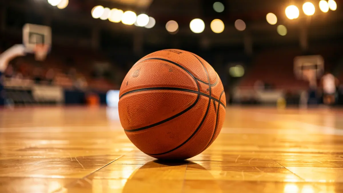 Imagen genérica de un balón de baloncesto sobre una pista de juego.