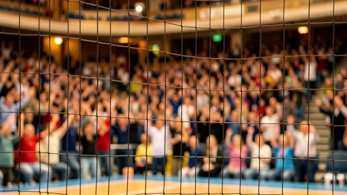 Imagen genérica de una red de voleibol en un pabellón deportivo.