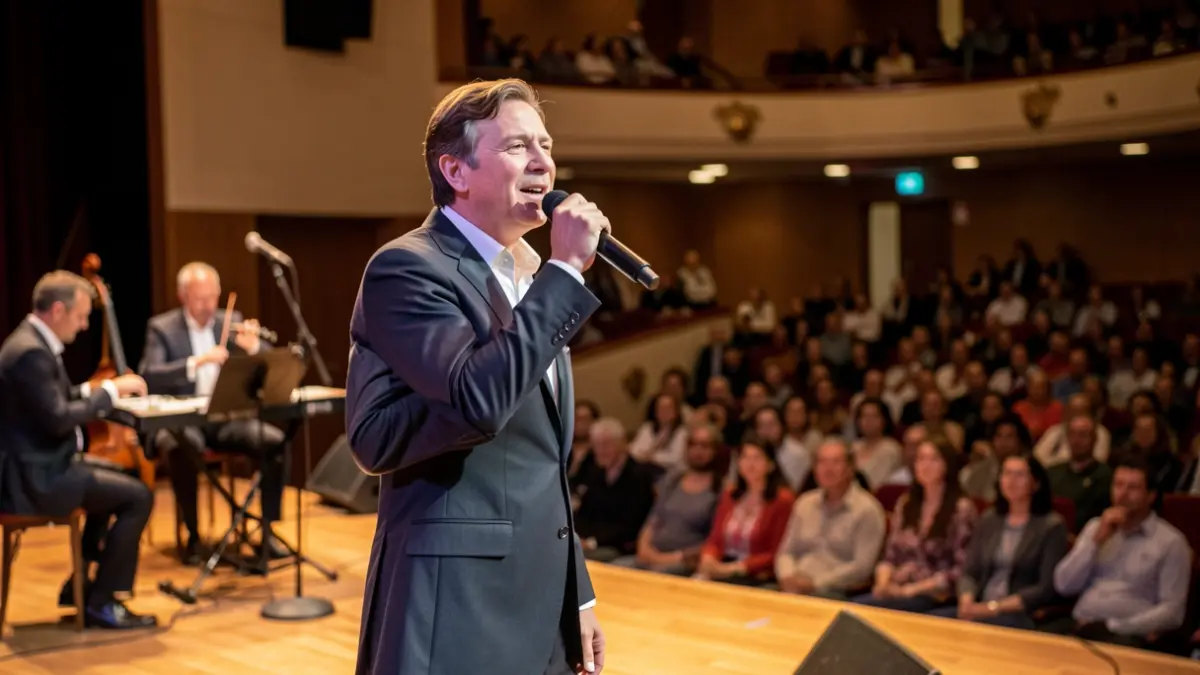 Generic image of a singer performing in an auditorium.