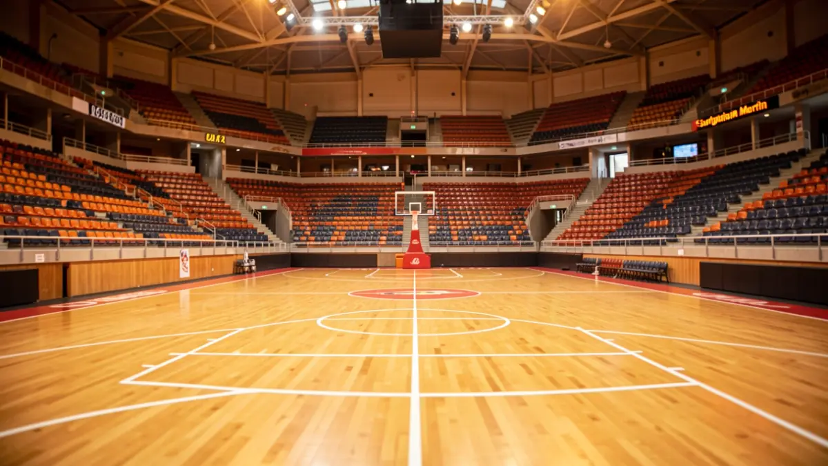 Imagen genérica de una cancha de baloncesto en el pabellón Santiago Martín de Tenerife.