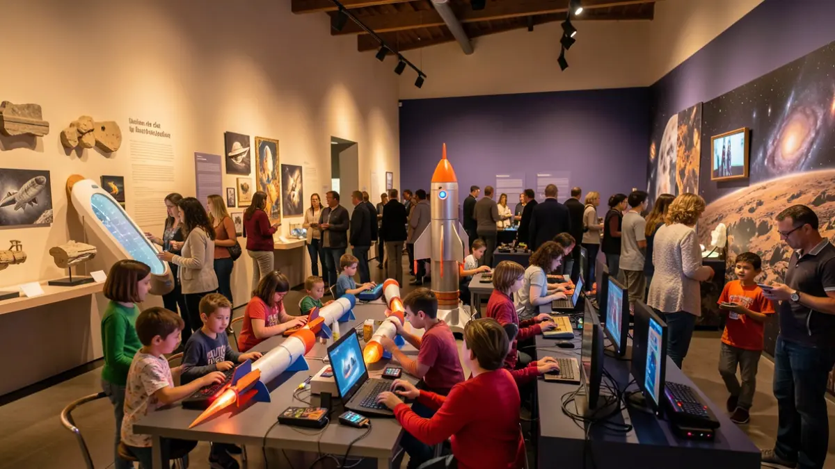 Generic image of a family day at the Museum of Nature and Archaeology of Tenerife with a space theme.