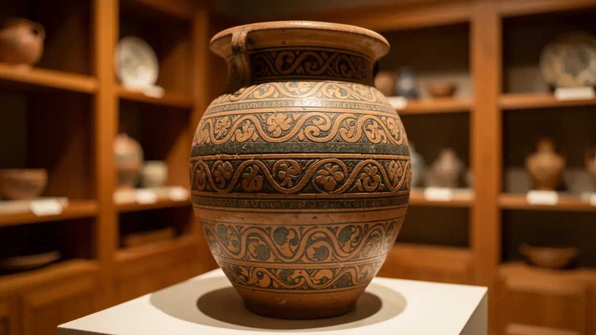 Pieza de cerámica aborigen expuesta en el Museo Arqueológico de Fuerteventura.