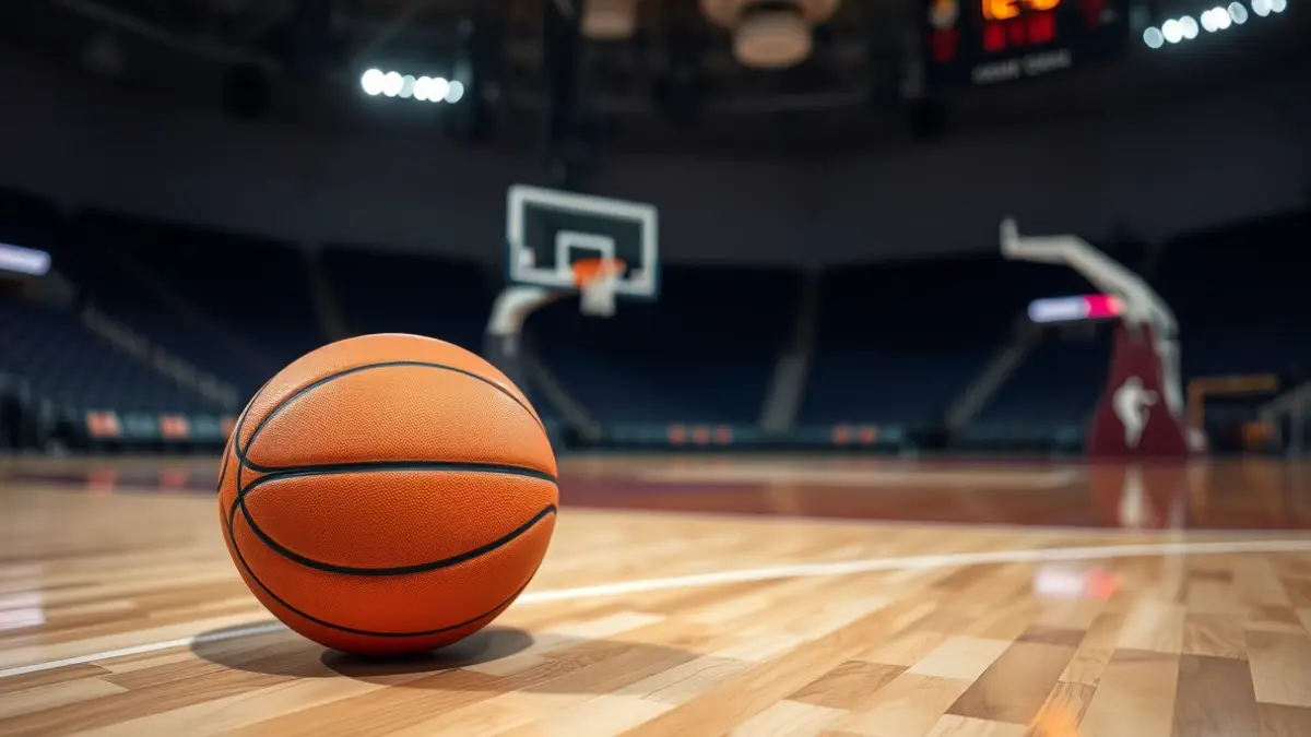 Imagen genérica de un balón de baloncesto en una cancha.
